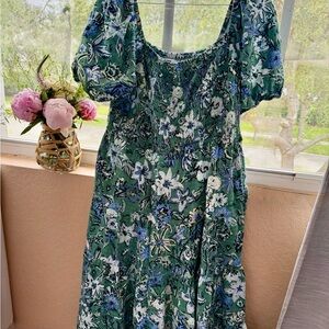 Sonoma Green Puff Sleeve Maxi Sundress